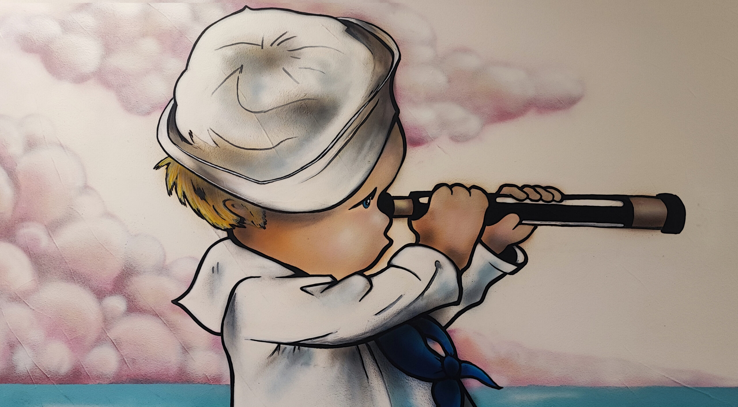 Détail de la fresque réalisé par SPRAYDECO  pour L'UAPED du CHU de St Etienne Financée par CHUKIDS42